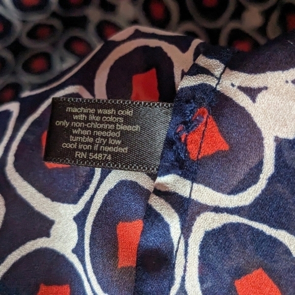 The Limited Medium Blue, Red & White Abstract‎ Sheer Tunic Blouse - Picture 7 of 12